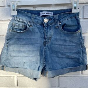Light wash jean shorts
